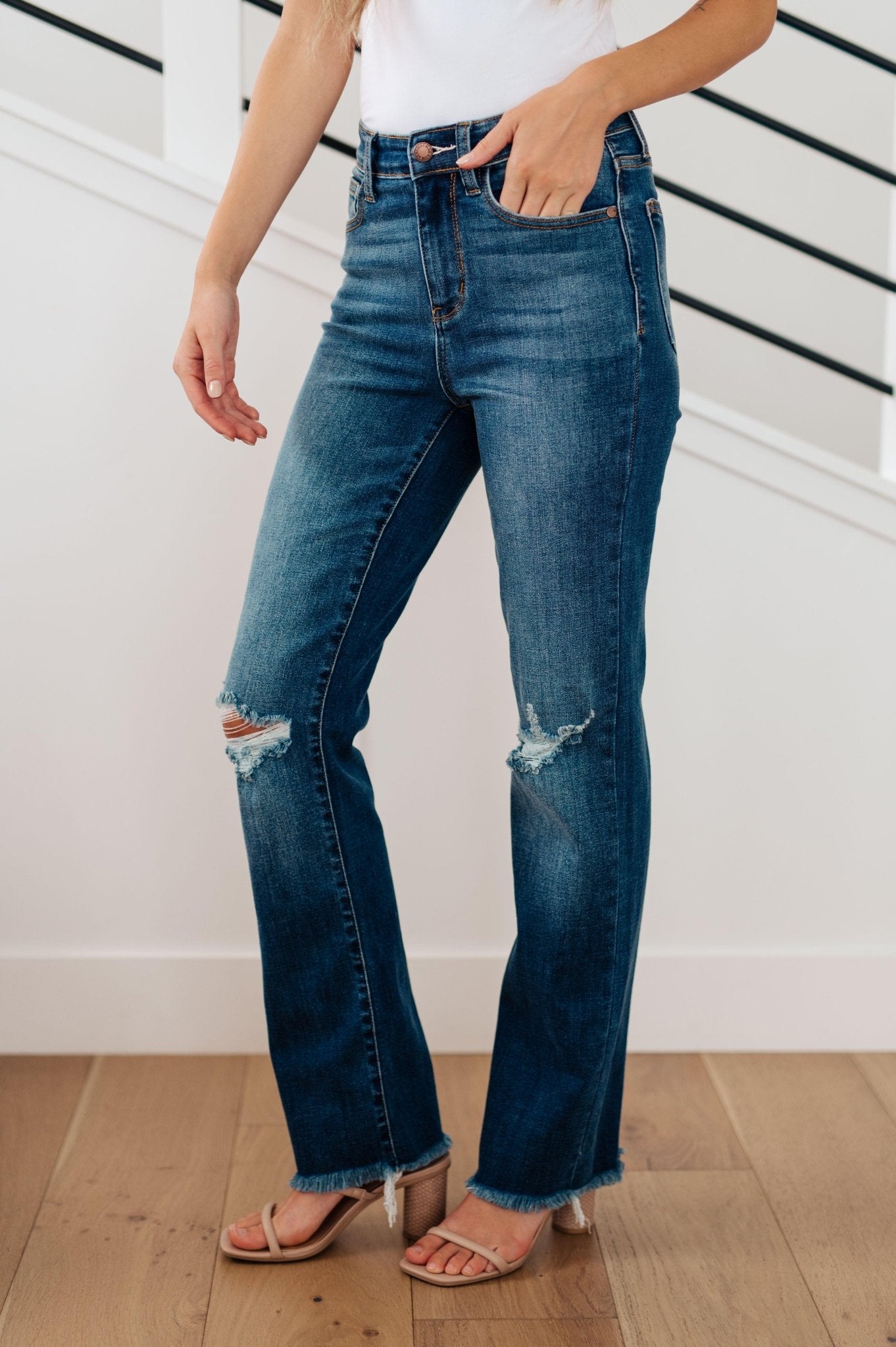 Morgan High Rise Distressed Straight Jeans - Hey Hunni LLC