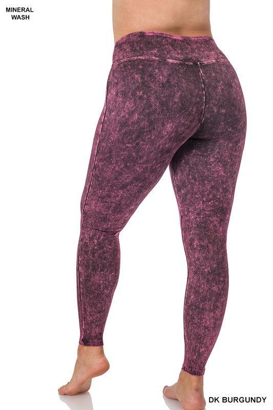 Plus Mineral Washed Wide Waistband Yoga Leggings - Hey Hunni LLC