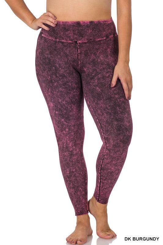 Plus Mineral Washed Wide Waistband Yoga Leggings - Hey Hunni LLC