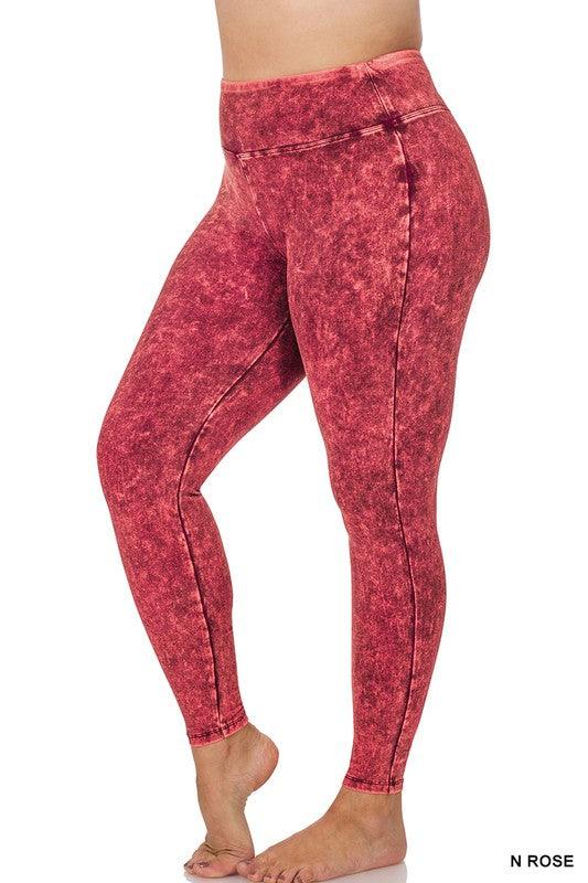 Plus Mineral Washed Wide Waistband Yoga Leggings - Hey Hunni LLC