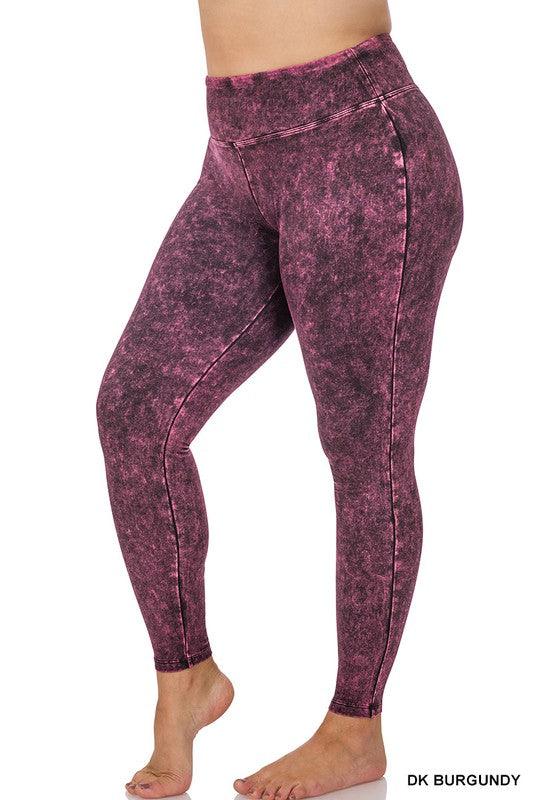 Plus Mineral Washed Wide Waistband Yoga Leggings - Hey Hunni LLC