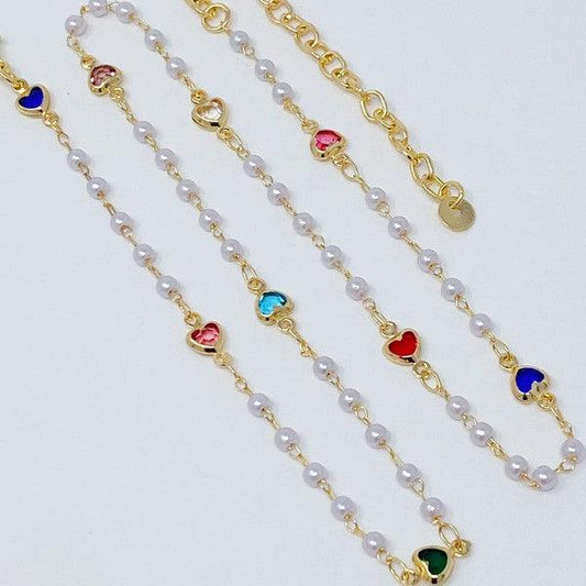 Precious Mini Heart Pearl Chain Necklace - Hey Hunni LLC