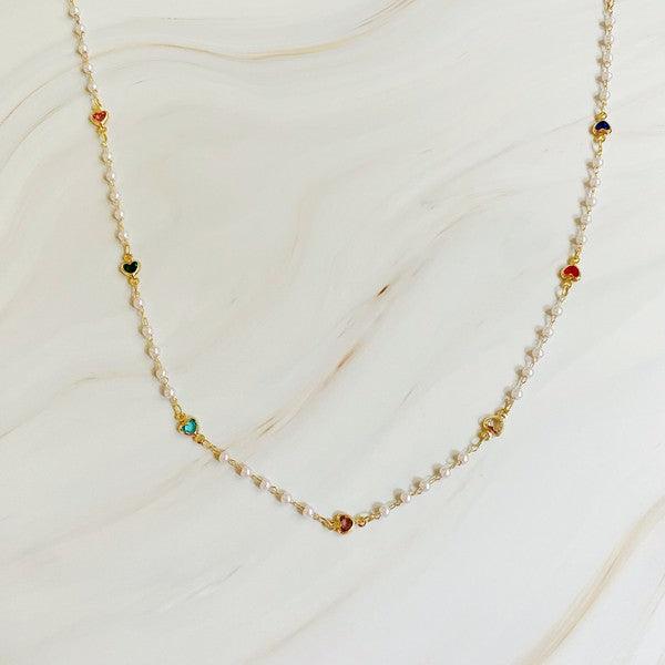 Precious Mini Heart Pearl Chain Necklace - Hey Hunni LLC