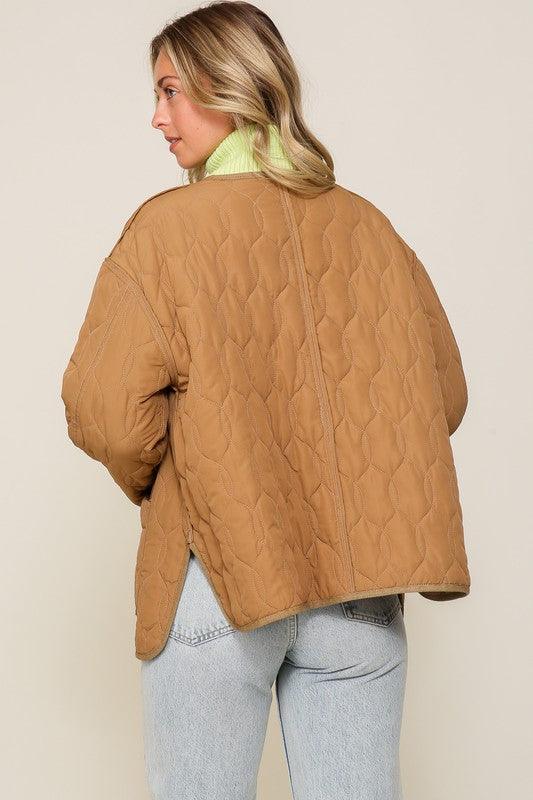 Quilted Puffer Jacket with Pockets - Hey Hunni LLC