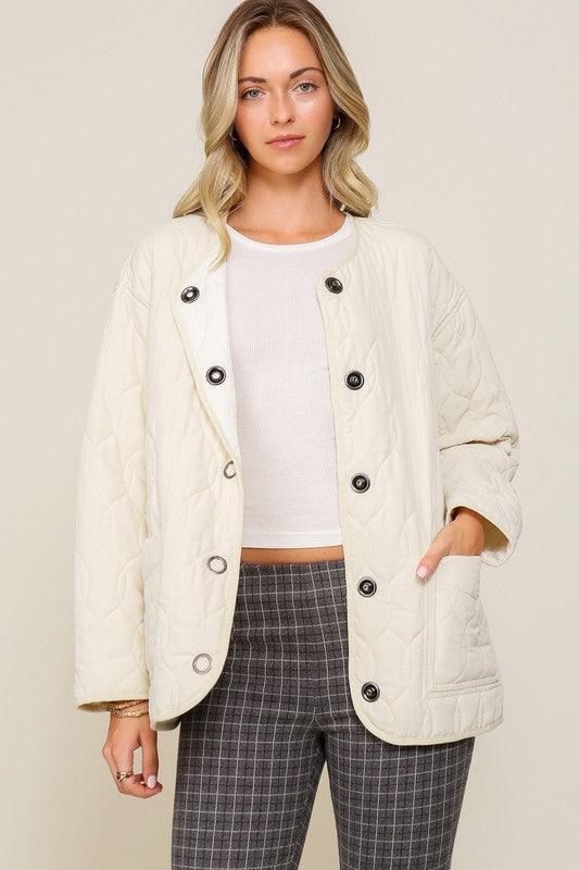 Quilted Puffer Jacket with Pockets - Hey Hunni LLC