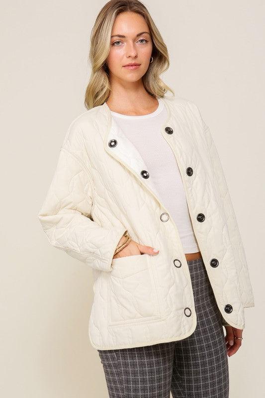 Quilted Puffer Jacket with Pockets - Hey Hunni LLC