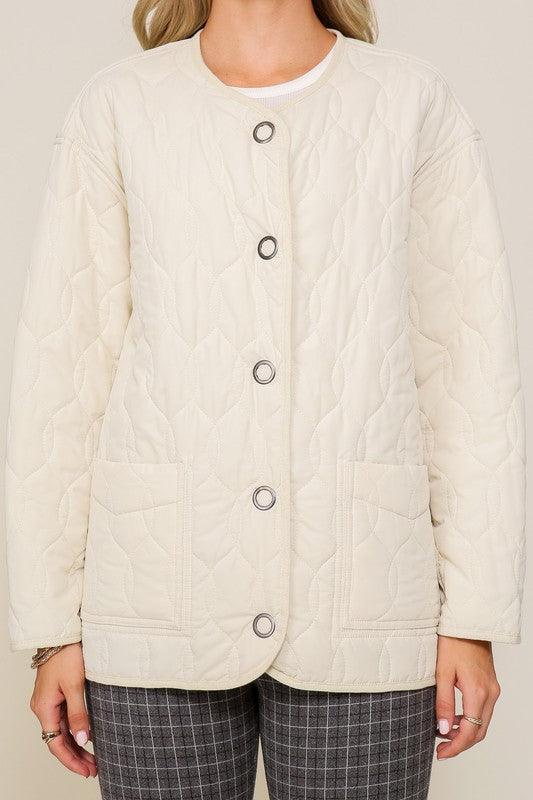 Quilted Puffer Jacket with Pockets - Hey Hunni LLC