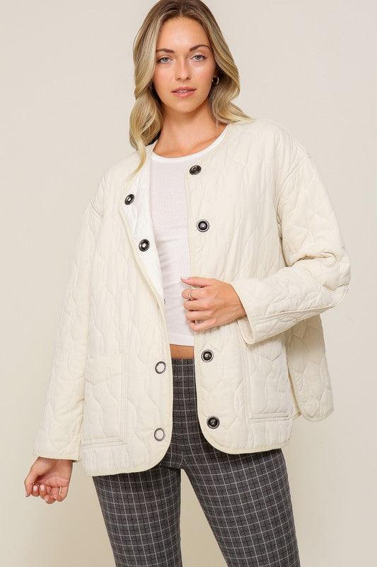 Quilted Puffer Jacket with Pockets - Hey Hunni LLC