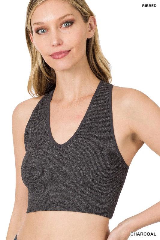 Ribbed Cropped Racerback Tank - Hey Hunni LLC