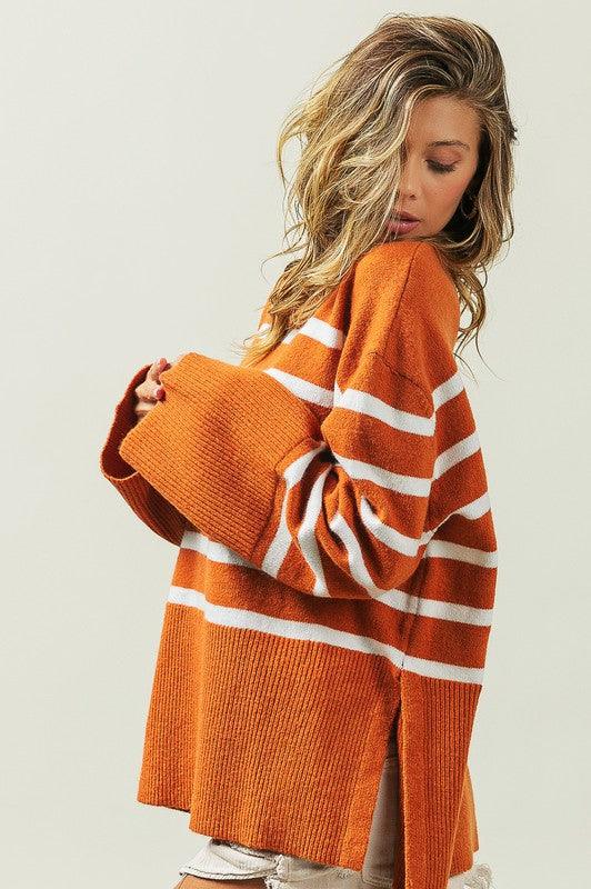 Ribbed Hem Stripe Sweater - Hey Hunni LLC