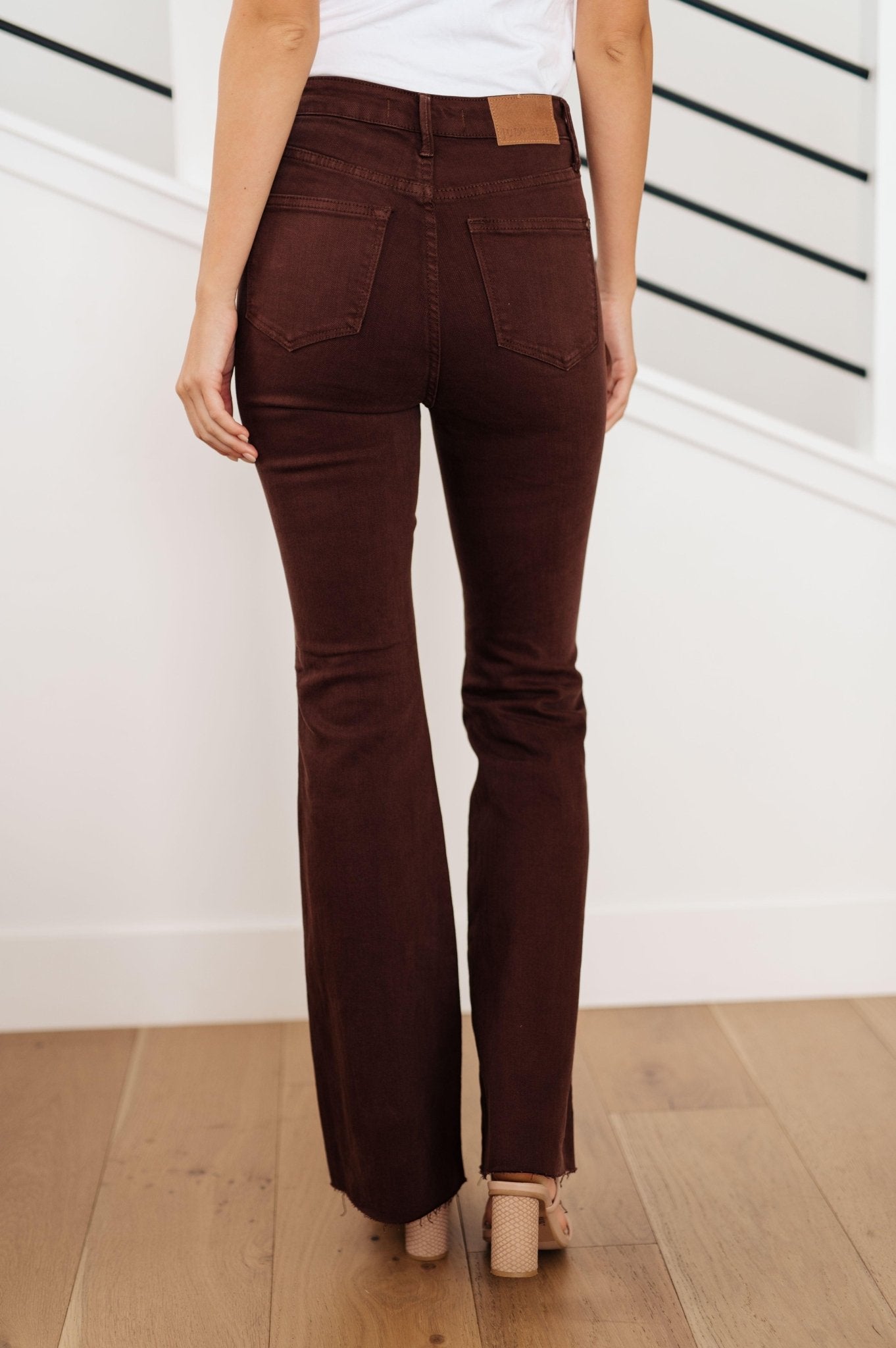 Sienna High Rise Control Top Flare Jeans in Espresso - Hey Hunni LLC