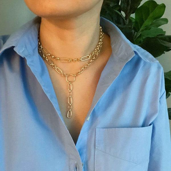 T Drop Layered Chain Necklace - Hey Hunni LLC