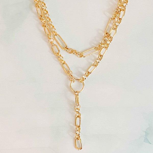 T Drop Layered Chain Necklace - Hey Hunni LLC