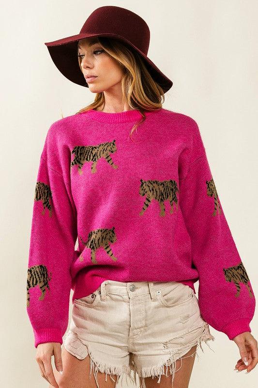 Tiger Pattern Sweater - Hey Hunni LLC