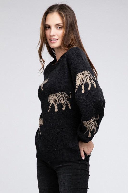 Tiger Pattern Sweater - Hey Hunni LLC