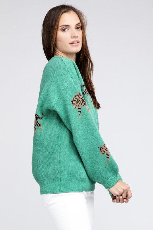 Tiger Pattern Sweater - Hey Hunni LLC