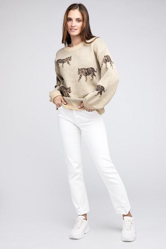 Tiger Pattern Sweater - Hey Hunni LLC