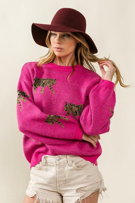 Tiger Pattern Sweater - Hey Hunni LLC