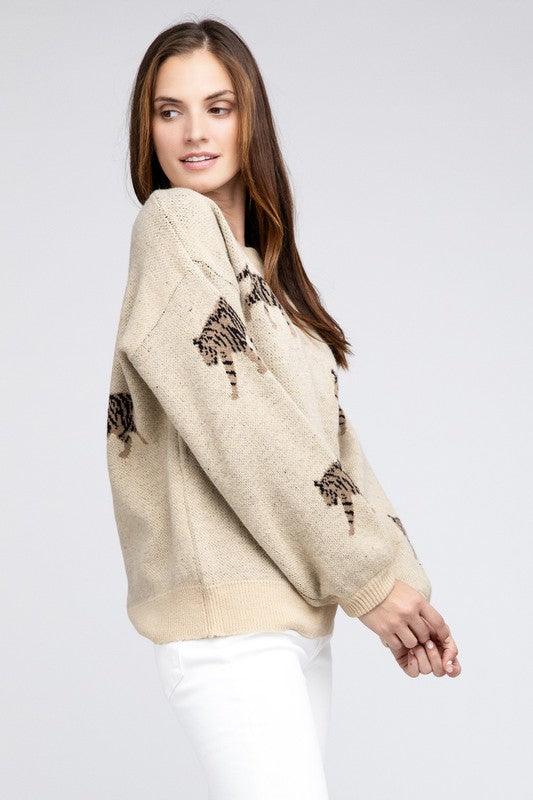 Tiger Pattern Sweater - Hey Hunni LLC