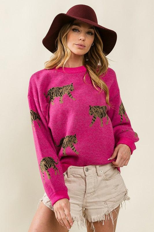 Tiger Pattern Sweater - Hey Hunni LLC