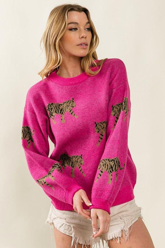 Tiger Pattern Sweater - Hey Hunni LLC