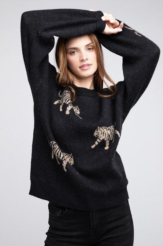 Tiger Pattern Sweater - Hey Hunni LLC