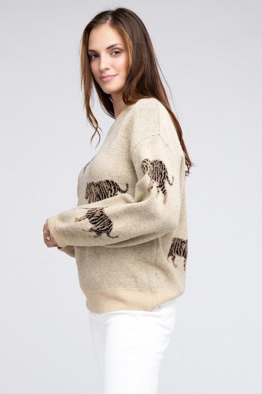 Tiger Pattern Sweater - Hey Hunni LLC