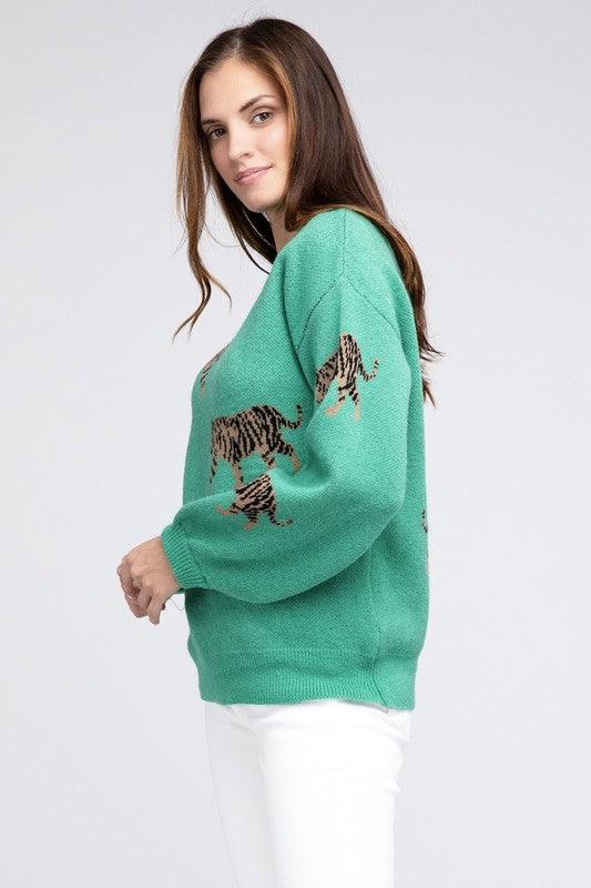 Tiger Pattern Sweater - Hey Hunni LLC