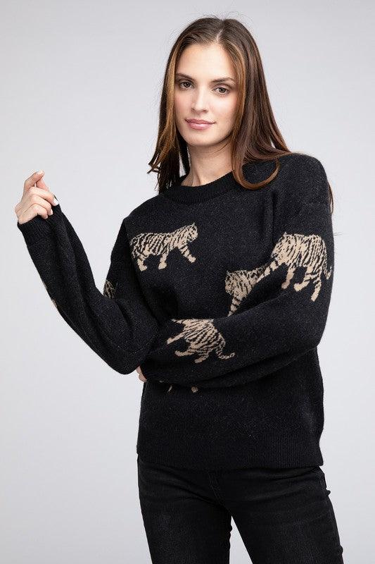 Tiger Pattern Sweater - Hey Hunni LLC