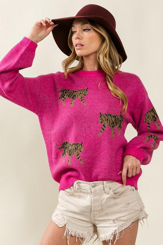 Tiger Pattern Sweater - Hey Hunni LLC