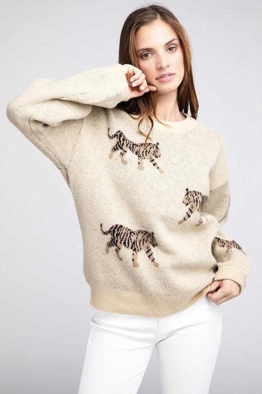 Tiger Pattern Sweater - Hey Hunni LLC