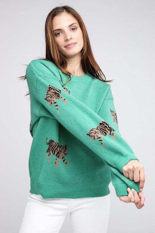 Tiger Pattern Sweater - Hey Hunni LLC