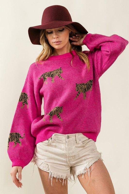 Tiger Pattern Sweater - Hey Hunni LLC