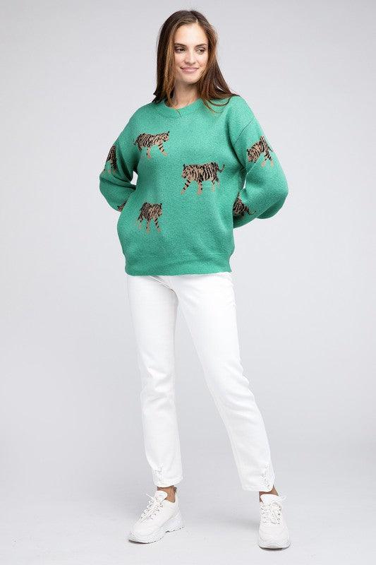 Tiger Pattern Sweater - Hey Hunni LLC