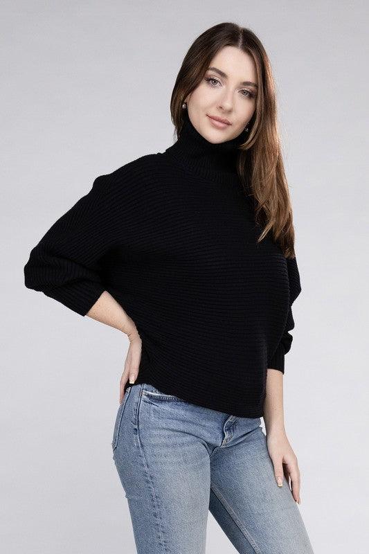 Viscose Dolman Sleeve Turtleneck Sweater - Hey Hunni LLC