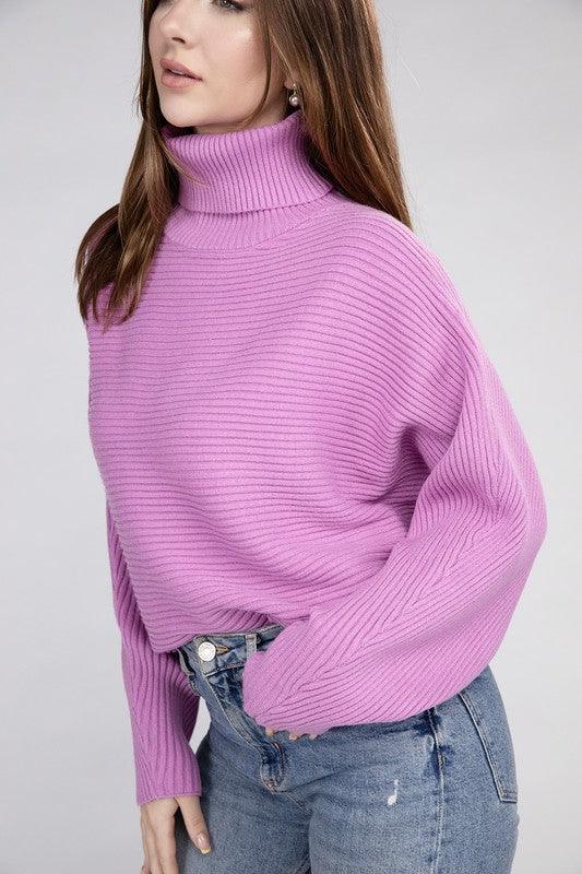 Viscose Dolman Sleeve Turtleneck Sweater - Hey Hunni LLC