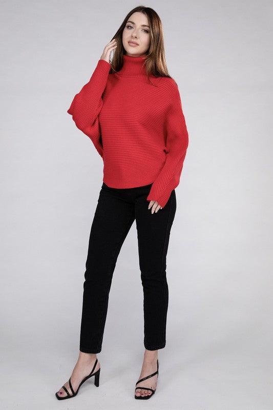 Viscose Dolman Sleeve Turtleneck Sweater - Hey Hunni LLC