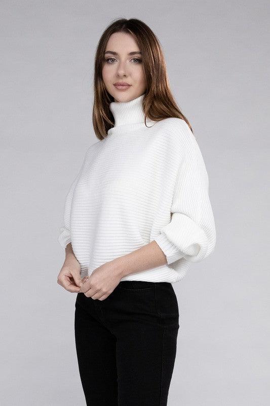 Viscose Dolman Sleeve Turtleneck Sweater - Hey Hunni LLC