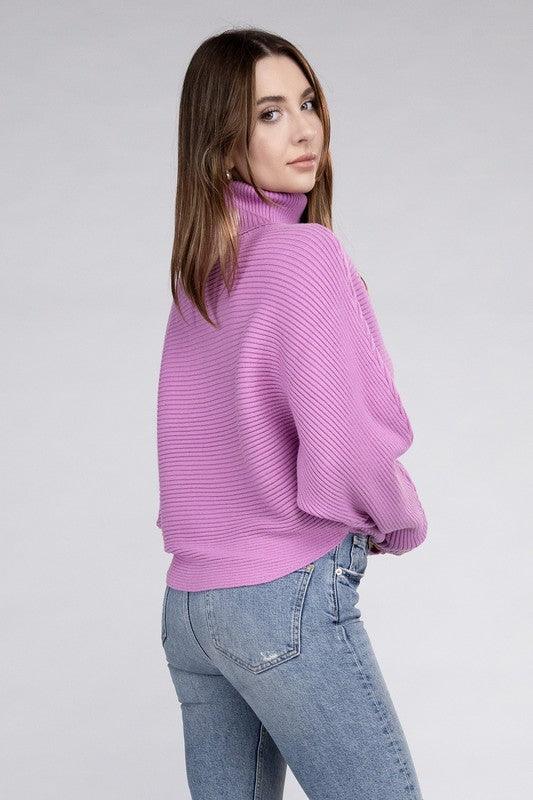 Viscose Dolman Sleeve Turtleneck Sweater - Hey Hunni LLC