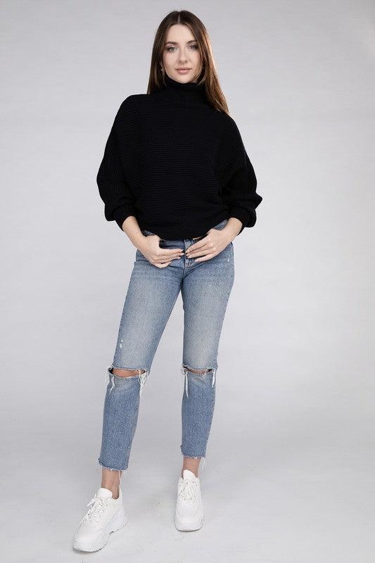 Viscose Dolman Sleeve Turtleneck Sweater - Hey Hunni LLC