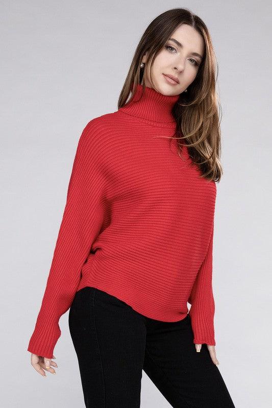 Viscose Dolman Sleeve Turtleneck Sweater - Hey Hunni LLC