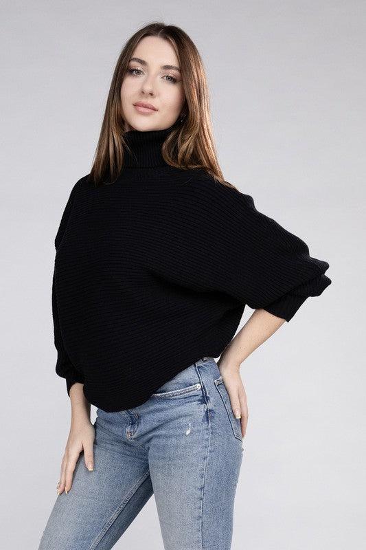 Viscose Dolman Sleeve Turtleneck Sweater - Hey Hunni LLC