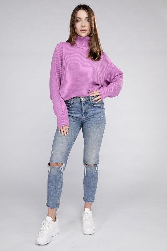 Viscose Dolman Sleeve Turtleneck Sweater - Hey Hunni LLC