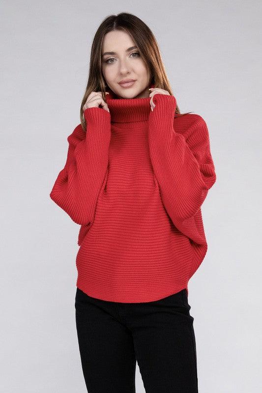 Viscose Dolman Sleeve Turtleneck Sweater - Hey Hunni LLC