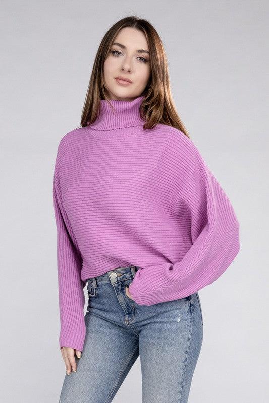 Viscose Dolman Sleeve Turtleneck Sweater - Hey Hunni LLC