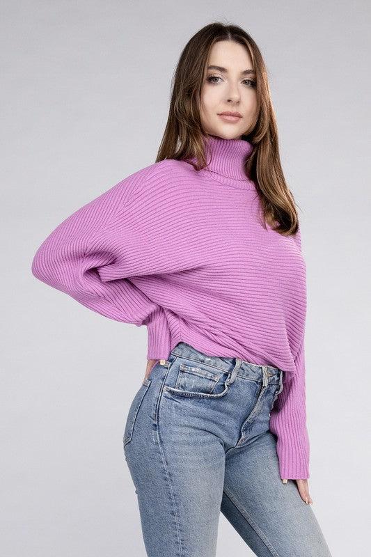 Viscose Dolman Sleeve Turtleneck Sweater - Hey Hunni LLC