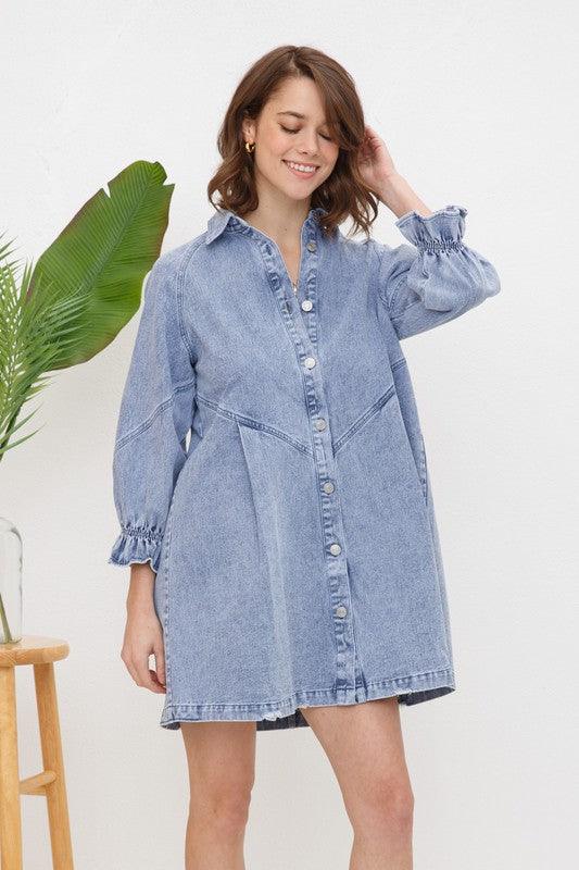 Washed Denim Dress - Hey Hunni LLC