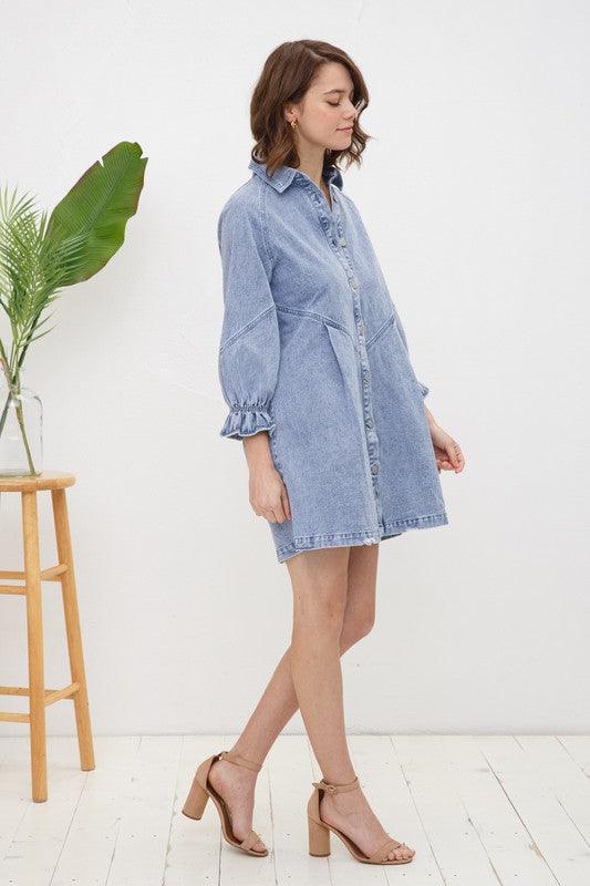 Washed Denim Dress - Hey Hunni LLC