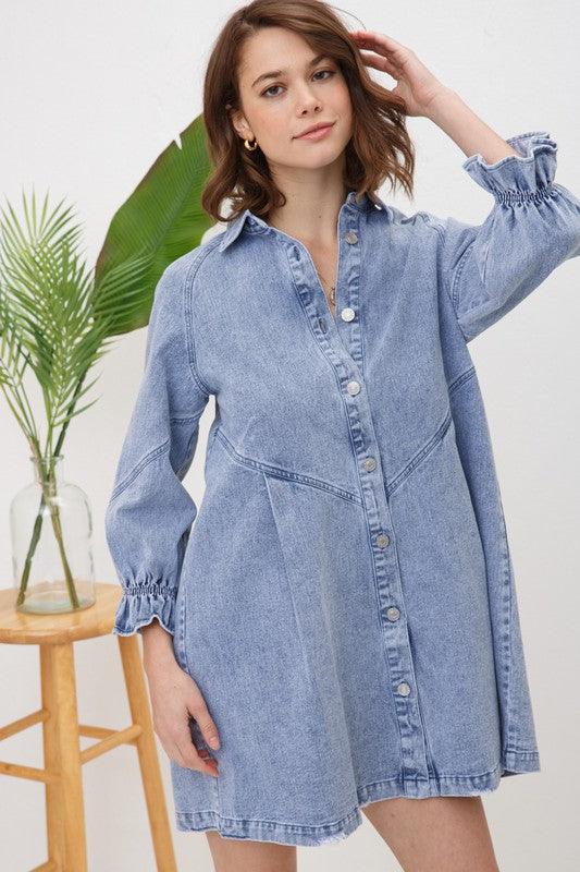 Washed Denim Dress - Hey Hunni LLC