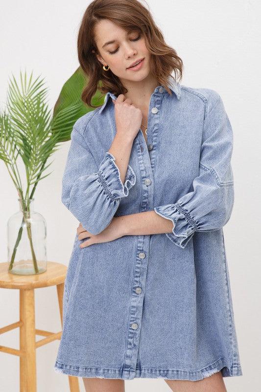 Washed Denim Dress - Hey Hunni LLC